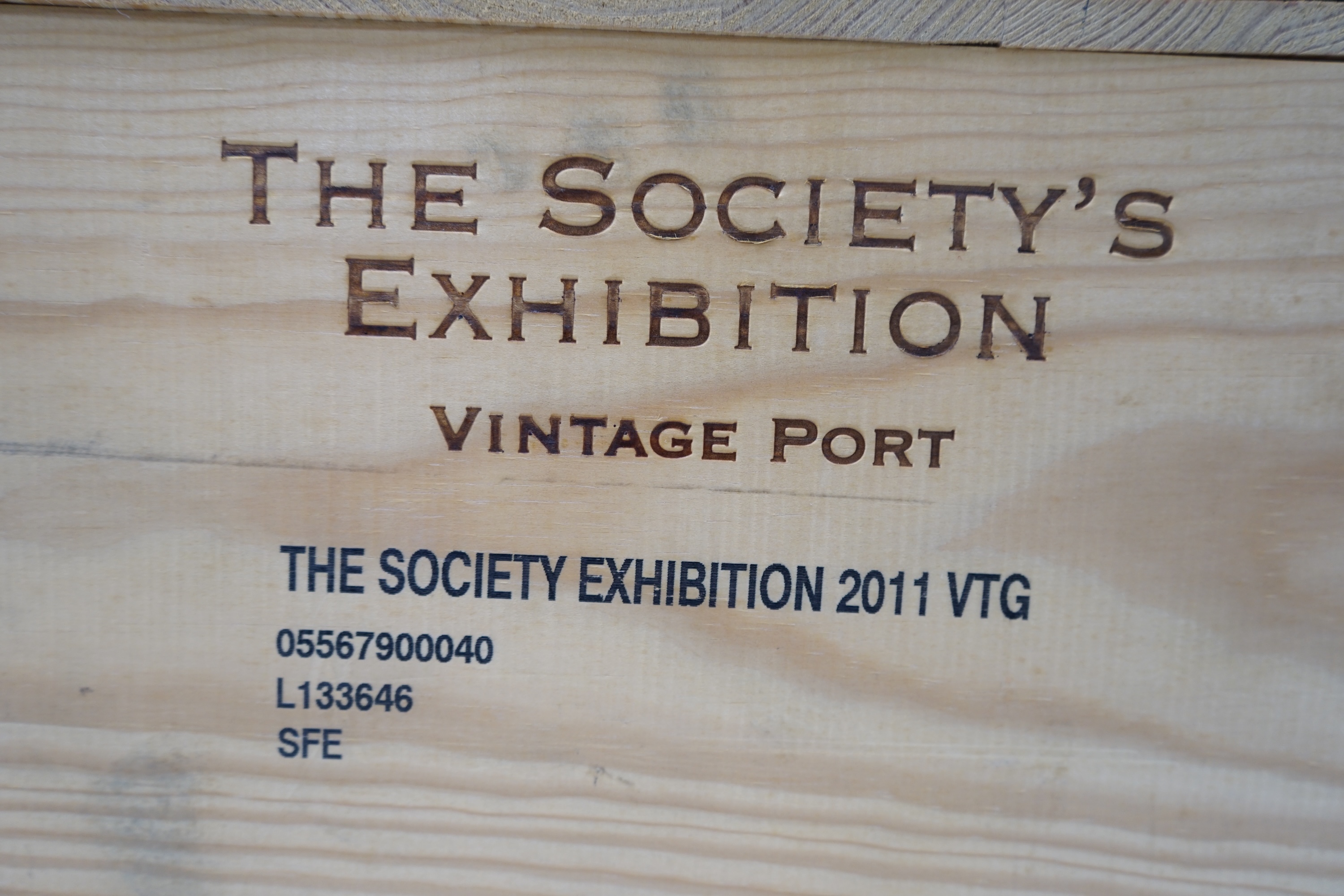 An unopened case of 6 bottles of Symington for the Wine Society Exhibition 2011 Vintage Port. Condition - good, storage history unknown